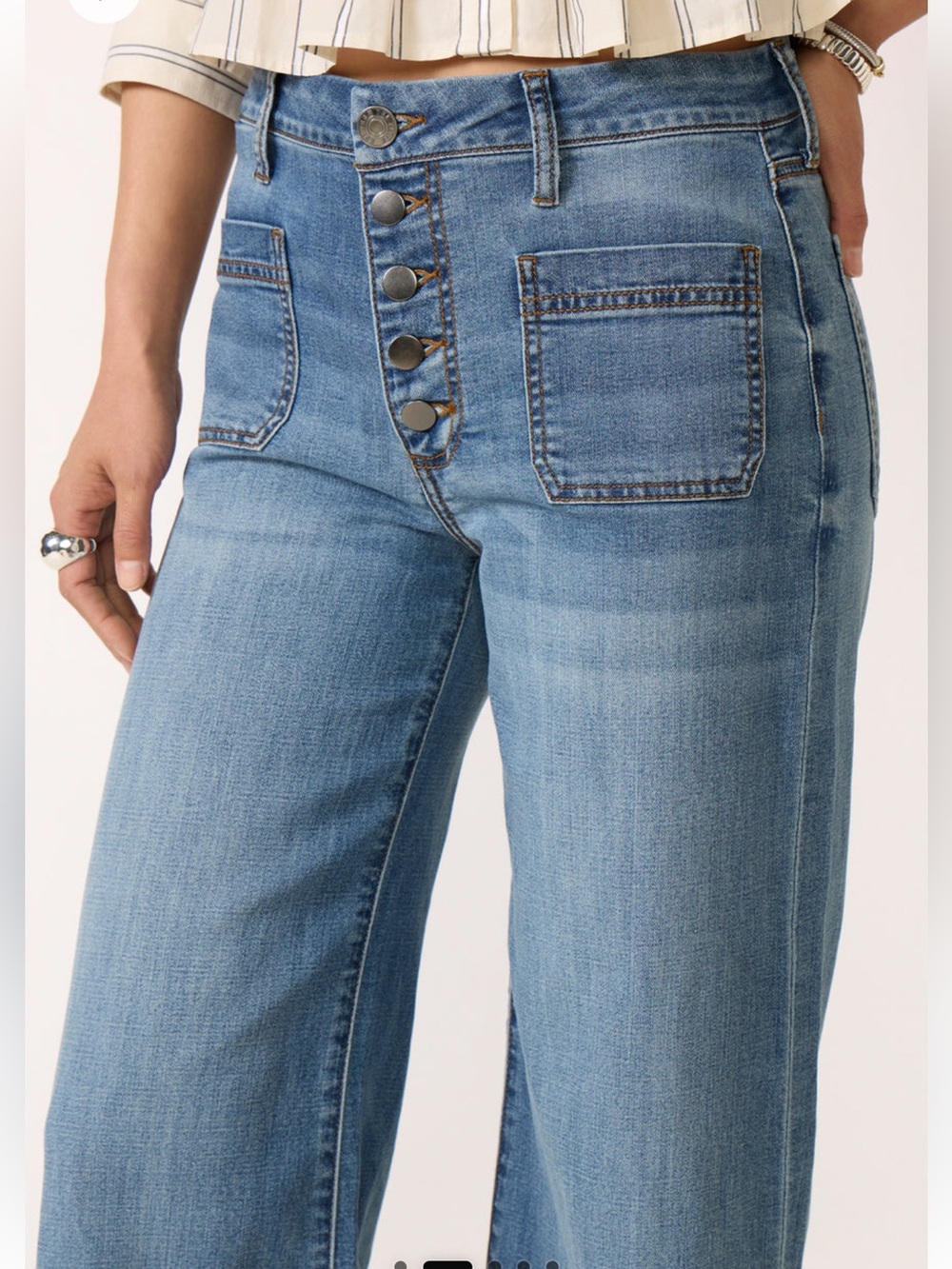 Kut from the Kloth Light Blue Wide Leg Button-Front Jeans